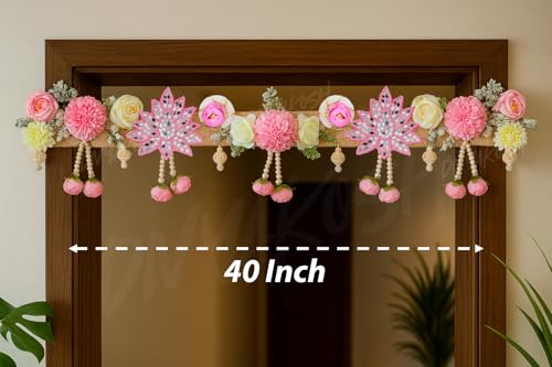 Image of Divyakosh Artificial Flower Toran for Door Decoration 40 Inch | Premium Decorative Toran for Home, Mandir, Entrance | Wedding & Festival Decor - Bandanwar Toran with Artificial Flowers