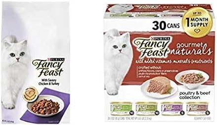 Purina Fancy Feast Dry Cat Food, with Savory Chicken & Turkey - 12 lb with Fancy Feast Natural Wet Cat Food Variety Pack, Gourmet Naturals Poultry & Beef Collection - (30) 3 oz. Cans image 2