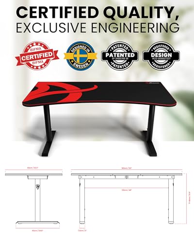 Image of Arozzi Arena Gaming Desk 63 inch Wide, Ultrawide Curved Gaming and Office Desk, Large Gaming Desk with Custom Monitor Mount & Cable Management Under Desk (Black)