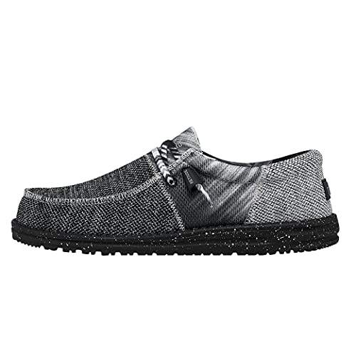 HEYDUDE Men's Wally Sox Tri Fans Black and Silver Size 15 | Men’s Shoes | Men's Lace Up Loafers | Comfortable & Light-Weight