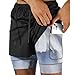 ZERAOKE 2-in-1 Men's Running Sport Shorts Moisture Wicking Compression Support with Zipper Pocket for Gym Training-Black-L