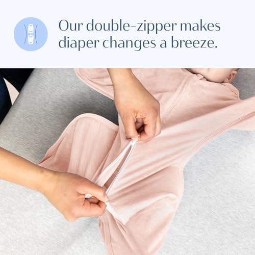 Image of SleepingBaby Zipadee-Zip Transition Swaddle - Cozy Baby Swaddling Blanket with Zipper Convenience - Roomy Wearable Blanket for Easy Diaper Changes - 12-24 Month - Ballet Pink Heather