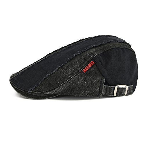 Voboom 100% Cotton Distressed Ivy Caps Newsboy Caps Cabbie Hat Gatsby Hat (Black) #TOP1