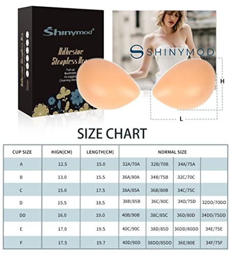SHINYMOD Stick on Bra, Strapless Backless Sticky Bras for Women, Adhesive Silicone Invisible Push Up Bra Reusable Skin Comfortable Cup Bra with 2Pcs Nipple Covers - 4