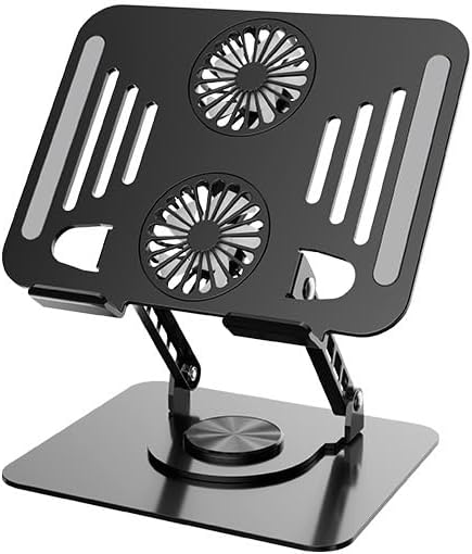 Soporte giratorio para portátil de acero al carbono de 360 - Altura ajustable, elevador de tableta, soporte de escritorio plegable y enfriamiento