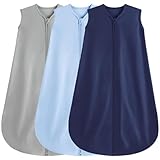 BSTOPPT 3 Pack Baby Sleep Sack 12-18 Months 100% Rayon Cotton Baby Sleeping Bag 2-Way Zipper Toddler Wearable Blankets,Comfy Stretchy Thin Sleep Sacks.TOG 0.3 (Large)