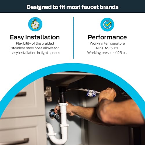 image for Eastman 24 inch Steel-Flex Braided Faucet Connector, 1/2 Inch FIP x 3/