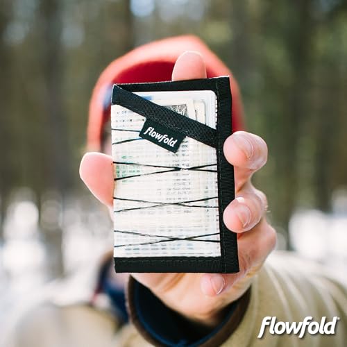 Image of Flowfold Recycled Sailcloth Minimalist Card Holder Wallet | Slim and Durable with Cash pocket and Credit Card Slot | Minimalist Wallet Made in USA Holds 6-8 Cards