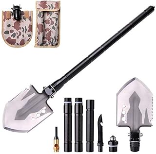 Black Tea Military Folding Shovel Portable Multi-Tool Tactical Entrenching Tool, Outdoor Shovel