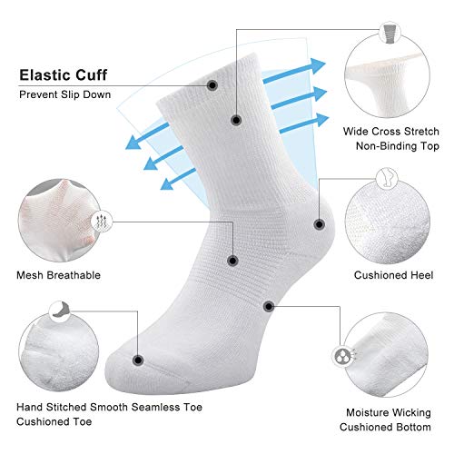 Busy Socks 4 Pack Non-binding Diabetic Socks for Men Women, Loose Top Crew Cotton Thick Cushion Socks2