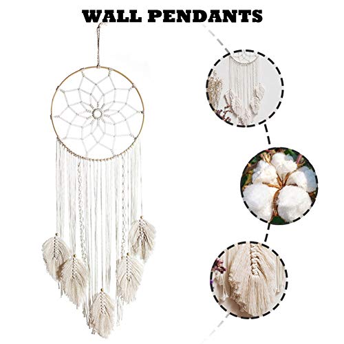 Surakey Macrame Wandophanging,Handgemaakte Dream Catcher Boho Tapestry Dreamcatcher Katoen Geweven Muur Opknoping… - Afbeelding 7