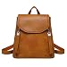 Women Backpack, JOSEKO Leather Flap Backpack Purse Casual Daypack for Ladies College Girls with Adjustable Straps Brown 9.4"x5.1"x11.4"