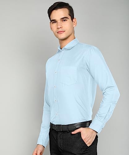 Image of MILDIN Men's Pure Cotton Striped Printed Shirt with Spread Collared Neck Full Sleeve Curved Hemline Button Closure and Regular Fit | Shirt for Man