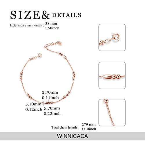 Image of WINNICACA 925 Sterling Silver Anklets for Women Adjustable Beaded Butterfly Opal Anklet Bracelet Foot Chains Jewelry Gifts for Women Beach Birthday Christmas Gift