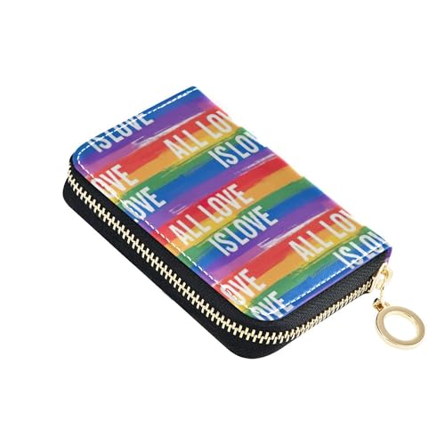 9 Credit Card Slots & 2 Cash Slots Leather Wallet Womens Small Zipper Wallet with Coin Pouch valentines Rainbow Prints