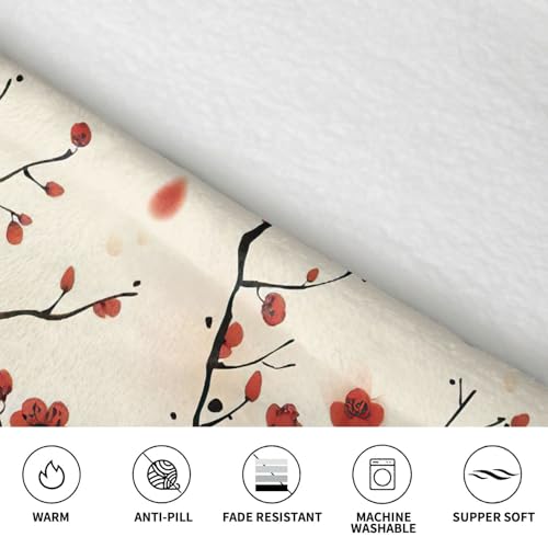 Couverture à capuche japonaise prune fleurie pour cocooning d'hiver