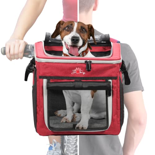 Puppy Carrier, Dog Basket for Bike, Cat Backpack & Dog Bike Basket, Expandable Soft-Sided Pet Carrier with Multi-Pockets…