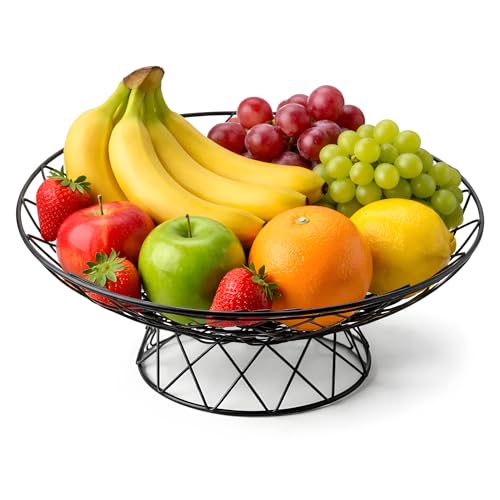 AIYICIII Large Metal Wire Fruit Bowl, Round Mesh Fruit Basket