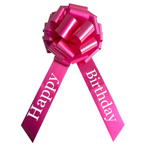 12 Inch Happy Birthday Big Rosy Bow, Big Bow for Present, Party Decorations, Christmas Events Bikes,Table Decorations and Party Events Decoration (Rosy, 12 Inch (Pack of 1))