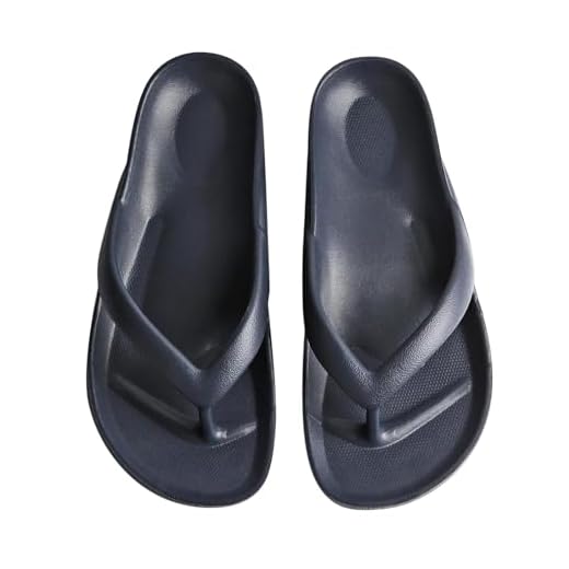 GETOEU Arch Support Flip Flops for Women and Men Soft Cushioning EVA Thong Sandals with Thick Sole, Non-Slip Quiet Outsole, Shock Absorbing Shower & Beach Flip Flops,Navy