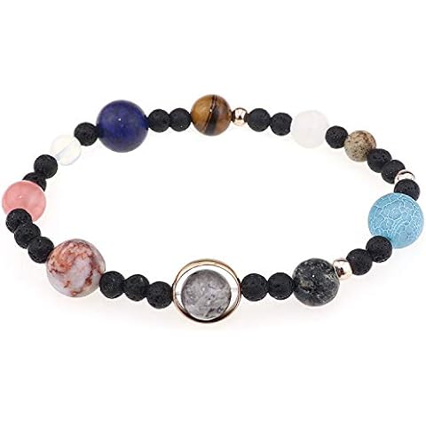 DTWAWA Lava Stone Bracelet for Women Girls Cosmic Planet Bracelet Natural Stone Elasticity Bracelet Valentine Day Gifts Cover