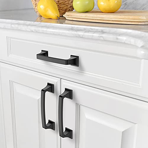 Amerdeco 10 Pack Matte Black 3-3/4 Inch(96Mm) Hole Centers Kitchen Cabinet Pulls Hardware Kitchen Handles For Cabinets Cupboard Handles Drawer Pulls #TOP4