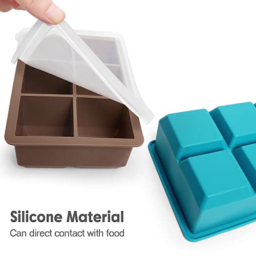 Excnorm Silicone Ice Cube Trays 3 Pack - Large Size Silicone Ice Cube Molds with Leak Proof Removable Lid Square Ice Cube Tray And BPA Free for Cocktail,Whiskey, Stackable Flexible Ice — view 3