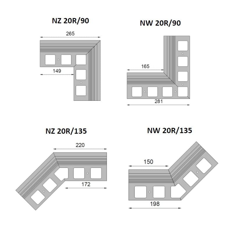 Renoplast® Aluminium Ecke 90° für Traufprofil K20R Grau | Fertigstellung von Terrassen und Balkonen | Harzböden | Wasser ablaufsysteme Winkelprofil | Korrosionsschutz Balkonprofile