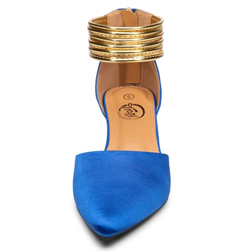 Image of Trary Kitten Heels for Women Closed Pointed Toe Low Stiletto Heels Pumps Shoes Women Comfortable Ankle Strap Pumps 2 inch Heel Party Dressy Shoes