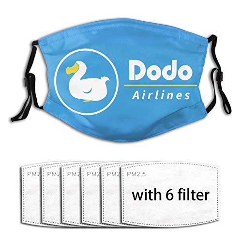 Mask Dodo Airlines Adult Adjustable Wind and Dust-Proof with Filter One Size with 6 Filter