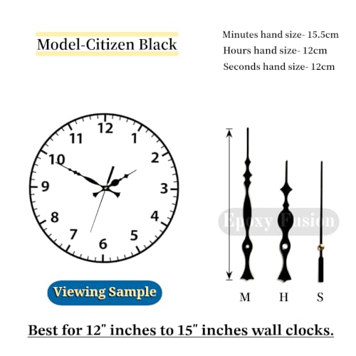 Image of Black Metal Clock Hands Replacement Set l Modern Metallic Needles for DIY Wall Clocks Making, Resin Art & Crafts (Set of 1)