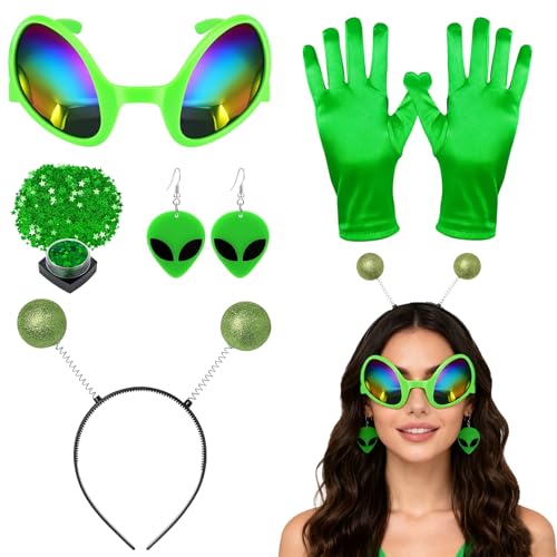 DvBCNMe 5 Stück Alien Kostüm, Alien Kostüm damen für Halloween Zubehör, Alien Bühnenshow und Partys, Halloween Kleid Damen für Cosplay und...