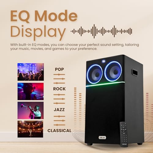 AKAI UltraBoom-100 Bluetooth Party Speaker 100 Watts|High Bass Sound|Wireless Mic Karaoke System| LED Lights|Home Theater Music... - Image 5