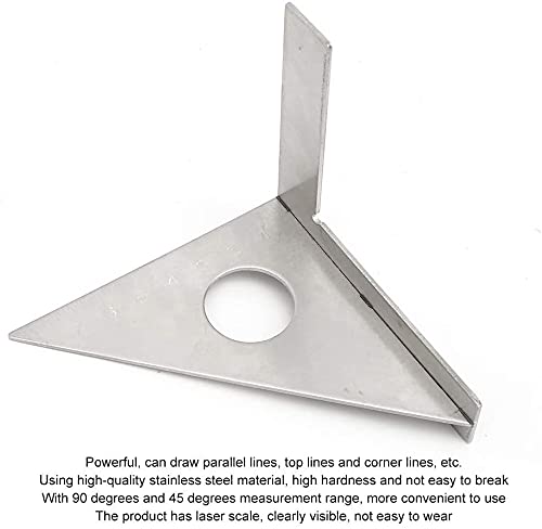 Regla Triangular Medidor de Ángulos Acero Inoxidable miniatura 5