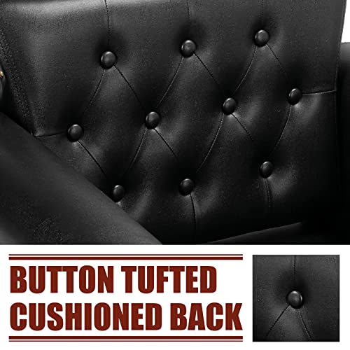 Omysalon Barber Chair Heavy Duty For Hair Stylist, Hydraulic Pump Salon Chair With Button Tufted, Beauty Spa Styling Hairdressing Tattoo Equipment, Black #TOP3