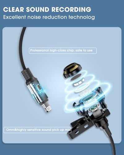 Image of PoP voice Wired Lavalier Microphone for iPhone, Lav Lapel Mic for Video /Audio Recording Omni Clip On Mic for YouTube, Interview, Tiktok, Portable Professional Recording Mic for iOS Devices