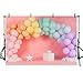 MEHOFOND 2,1 x 1,5 m różowa ściana kolorowe balony tła do fotografii dzieci tort urodzinowy rozbicie stół baner impreza dekoracja baby shower portret tło fotografia studio rekwizyty materiały