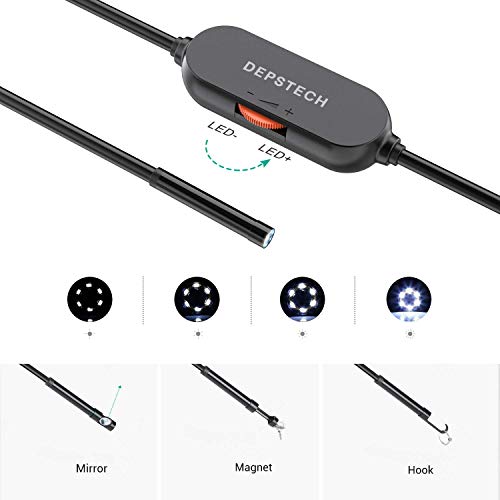 Usb Endoscope Camera, Depstech 720P Ip67 Waterproof Borescope, 5.5Mm Snake Inspection Camera, Type-C Scope Camera With 16.5Ft Semi-Rigid Cable, 6 Led Lights, Compatible With Otg Android Phone, Pc #TOP5