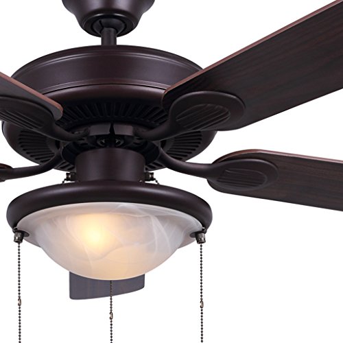 Canarm LTD Kincade ORB 52 Alabaster 3 Bulb Light Kit, 52-Inch Ceiling Fan with 5 Blades, Walnut/Medium Oak