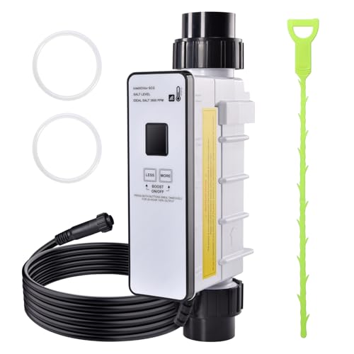 EC-520555 Salt Cell Chlorine Generator, Compatible with Pentair Intellichlor IC40 Salt Chlorinator for Pools up to 40,000 Gal, Replaces 520555, Includes Cable & PVC Unions