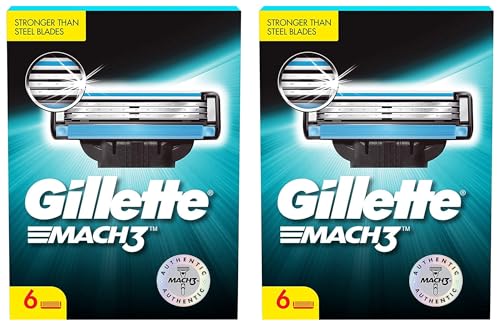 Image of Gillette Mach 3 Shaving Blades- Men, Pack Of 12 (Cartridges)