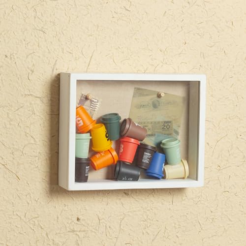 Image of Shadow Box Frame 8x10 Shadow Box Display Case with Linen Back of Awards Memorabilia Flower, Pictures, Keepsakes、Bouquet、Medals and More Photos Memory Box White