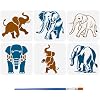FINGERINSPIRE 6PCS Elephant Stencils for Painting with Brush 7.9x7.9inch Reusable Elephant Silhouette Template Hollowed Elephants Pattern Stencil Plastic Animal Theme Template for Adults Wall Decor