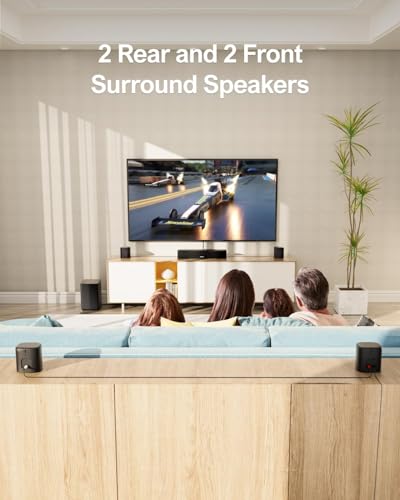 ULTIMEA 7.1ch Virtual Surround Sound Bar, Sound Bar for Smart TV with 4 Surround Speakers, Peak Power 330W, Surround Sound System for TV, App Control, TV Soundbar with Subwoofer, Opt/AUX/BT, Aura A40 - Image 5