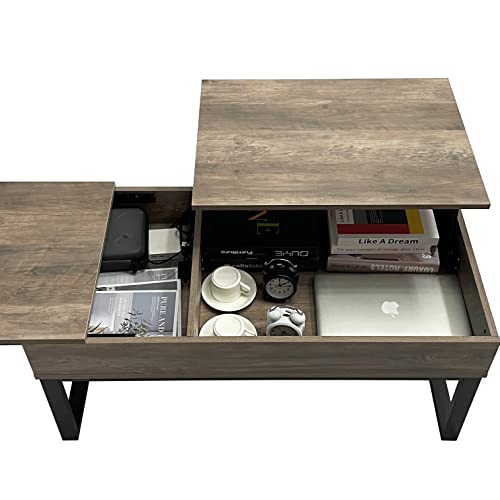 Mcmacros Lift Top Coffee Table For Living Room Office With Storage, Slide Drawer And Metal Frame, Lift Up Dining Table (Grey) #TOP3