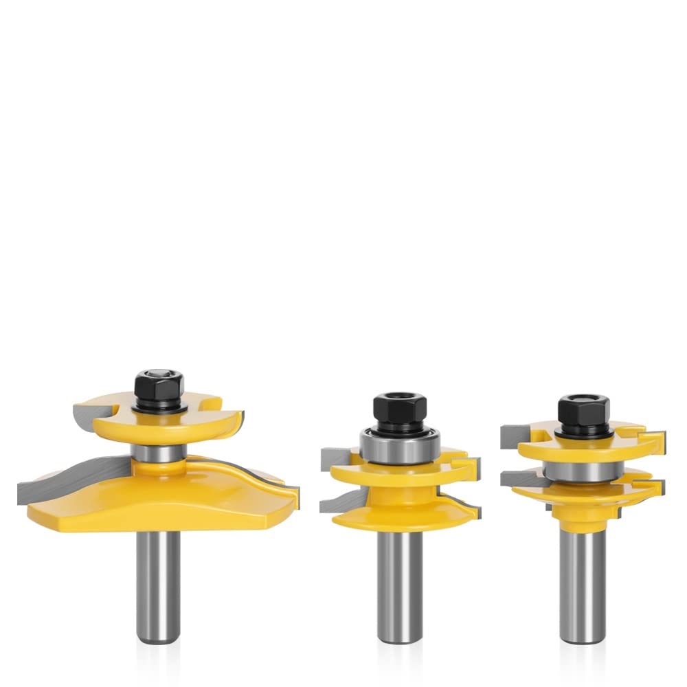 3 SZTUK Bity 12mm 1/2 "Shank Mały Ogee Rail Stile Backcutter Router Bit Panel Raiser Czop Zestaw Frezów Frezowanie Drewna 03129(12.7mm shank)
