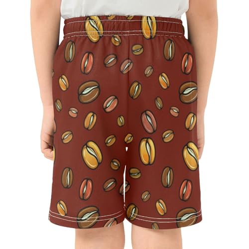 J JOYSAY Roasted Coffee Bean Maroon Boys Athletic Shorts Kids Youth Casual Shotrs with Pockets Elastic Waistband3