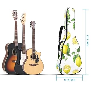 Housse imperméable pour guitare acoustique avec double bandoulière et poche Motif citron jaune, Multicolore 01., 42.9×16… - Les Beatles, Paul McCartney, John Lennon, RIngo Starr, George Harrison Housse imperméable pour guitare acoustique avec double bandoulière et poche Motif citron jaune, Multicolore 01., 42.9x16… – Image 5