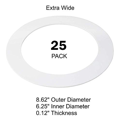 25 Pack White Plastic Trim Ring for 8" Inch Recessed Can Down Light Oversized Lighting Fixture - Thumbnail 2