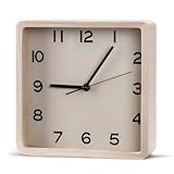 Maxspace Wooden Wall Clock, 8 Inch Non-Ticking Silent Square Wall Clock, Battery Operated, Modern Simple Style Log Decor Clock for Home/Office/School/Kitchen/Bedroom/Living Room (Beige)